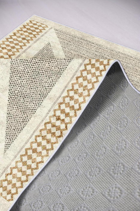 Conceptum W878 - Alfombra Beige, Dorado y Negro (80 x 120 cm)
